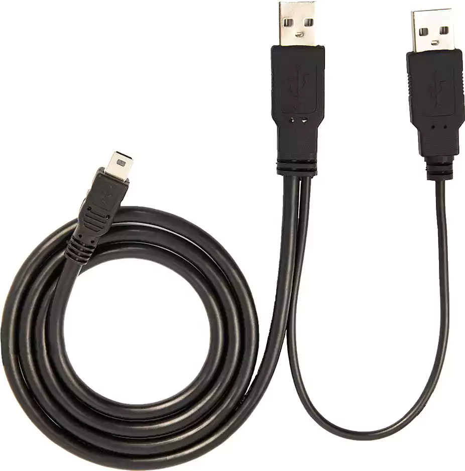 كابل توصيل من USB mini 5 pin إلي مخرجين USB male من تو بي ، أسود  DC013