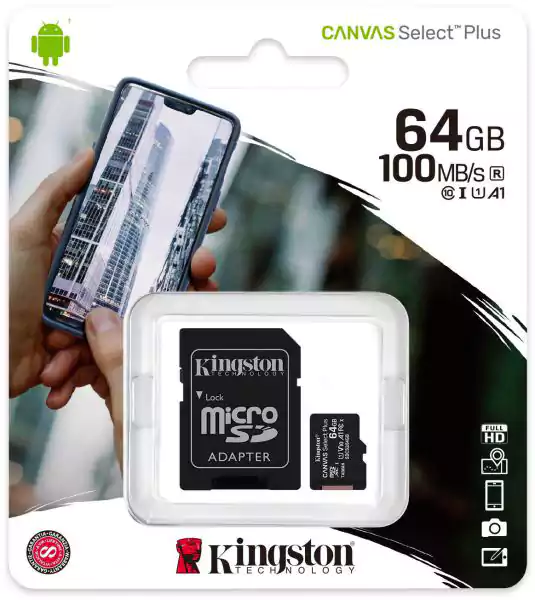 كارت ميموري كينجستون Canvas Select Plus، مايكرو اس دي، 64 جيجابايت، SDCS2-64GB