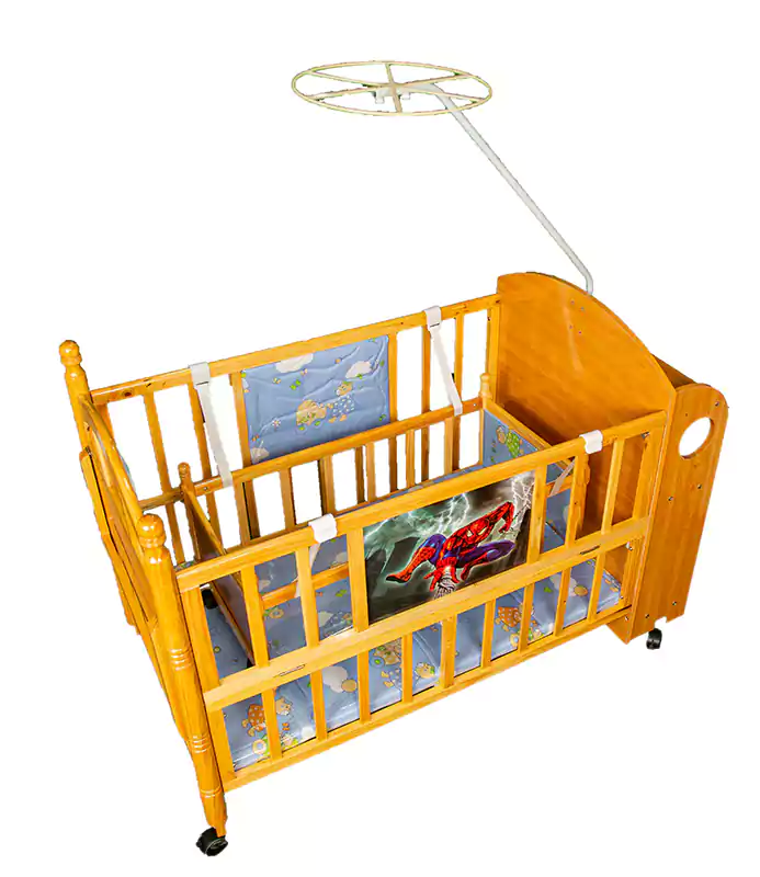 سرير اطفال خشب جمعة ، ذهبي