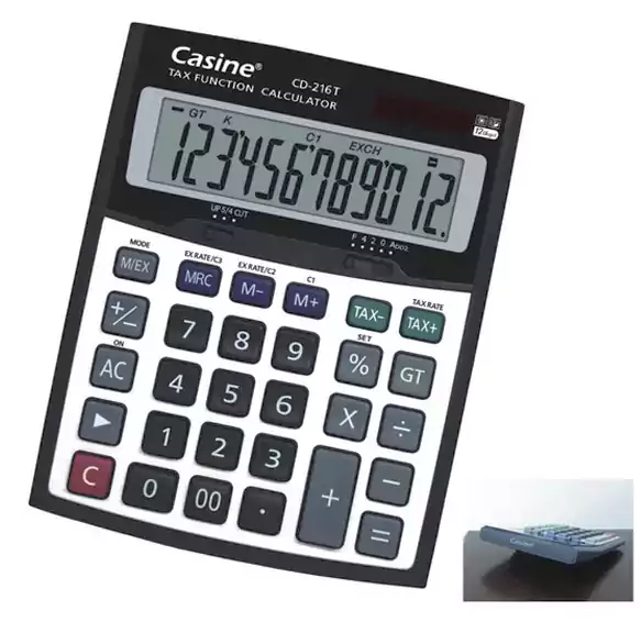 اله حاسبة مكتبية كاسين CD-216، رمادي، 12 خانة
