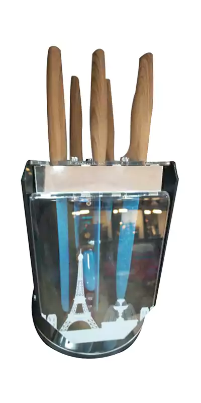 طقم سكاكين منزلي هوم وود بيد خشب 7 قطع - بيج