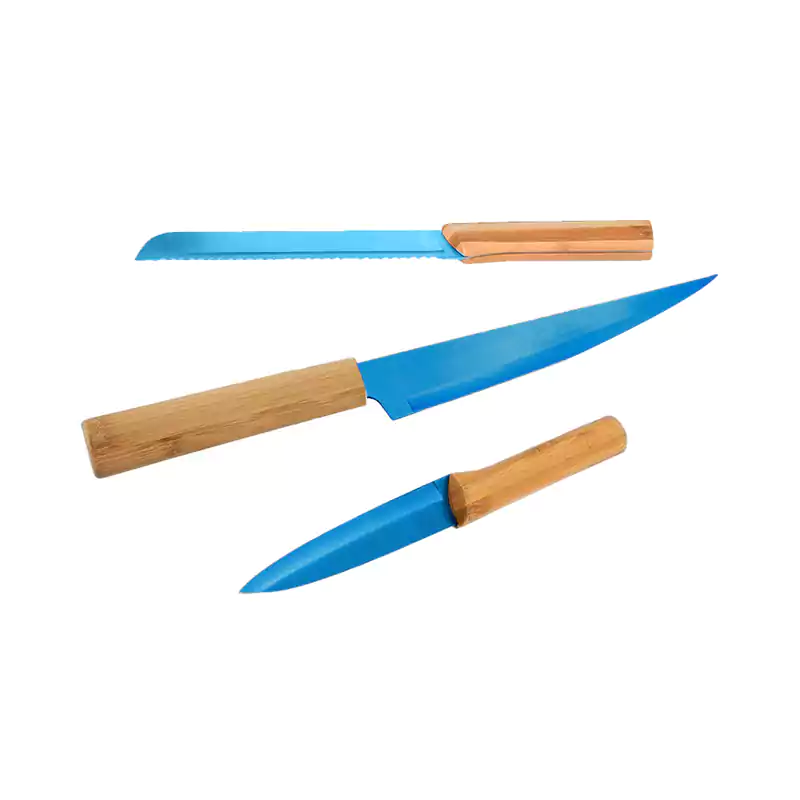 طقم سكاكين منزلي هوم وود بيد خشب 7 قطع - بيج