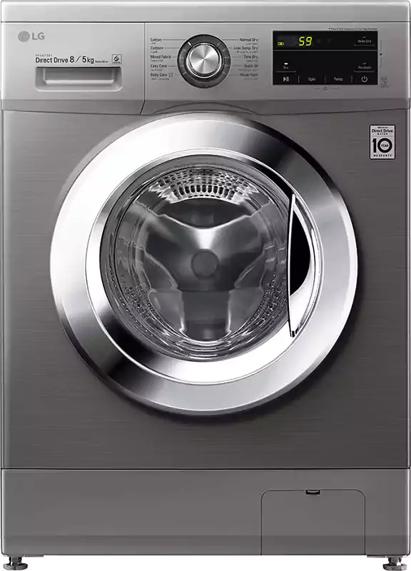 غسالة ملابس فول أوتوماتيك ال جي، تحميل أمامي، 8 كجم، برامج متعددة،  انفرتر، فضي، F4J3TMG5P