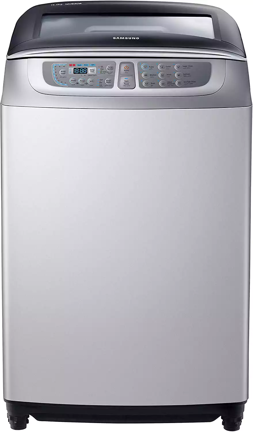 غسالة ملابس فوق اتوماتيك سامسونج، تحميل علوي، 14 كجم، فضي، WA14F5S4UWAUAS