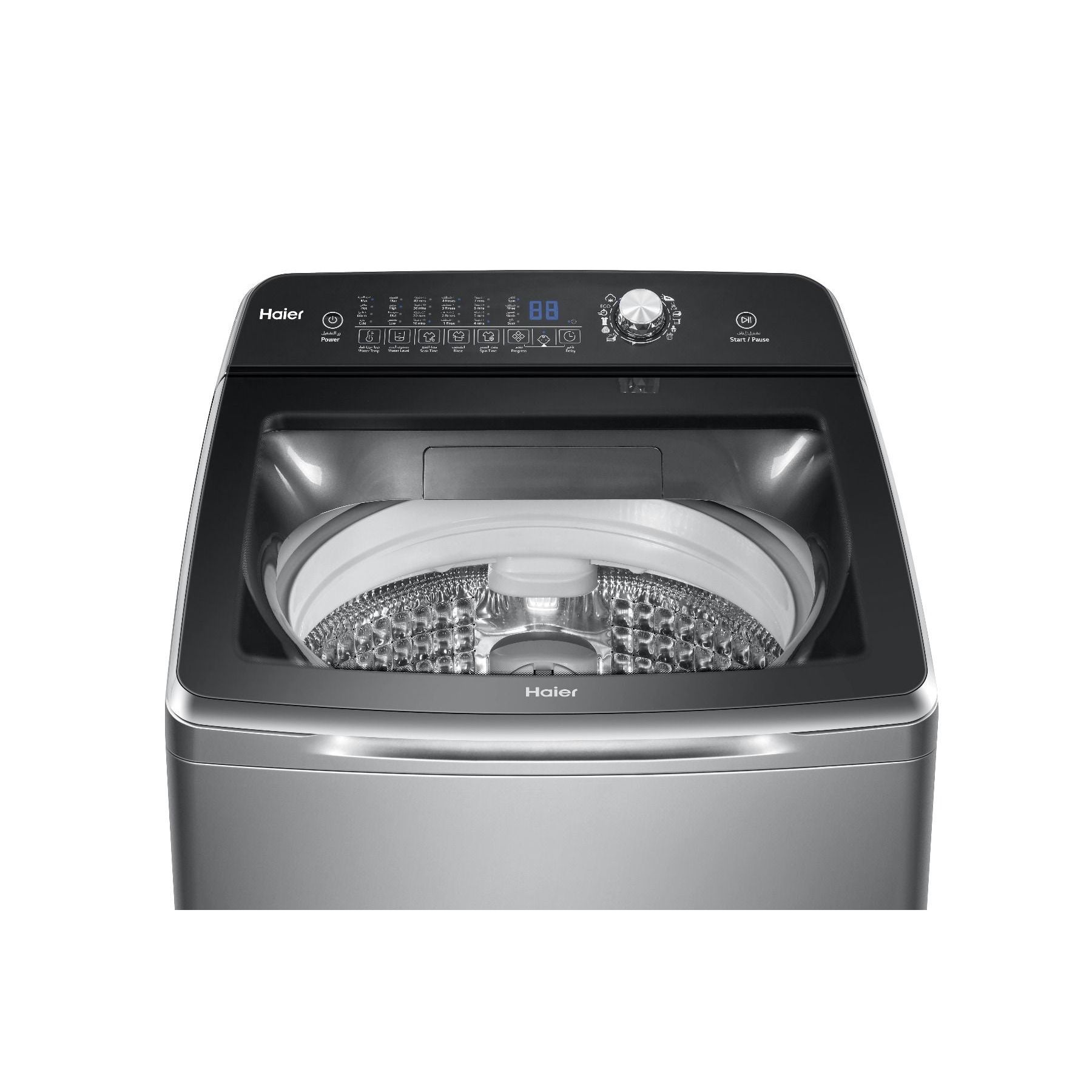 غسالة ملابس فوق أتوماتيك هاير، تحميل علوي، 14 كجم، فضي، HWM140-1678S