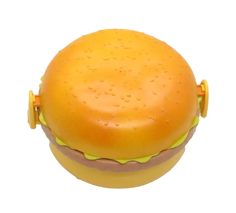 لانش بوكس  1 قطعة مناسب للأطفال سادة شكل برجر - أصفر