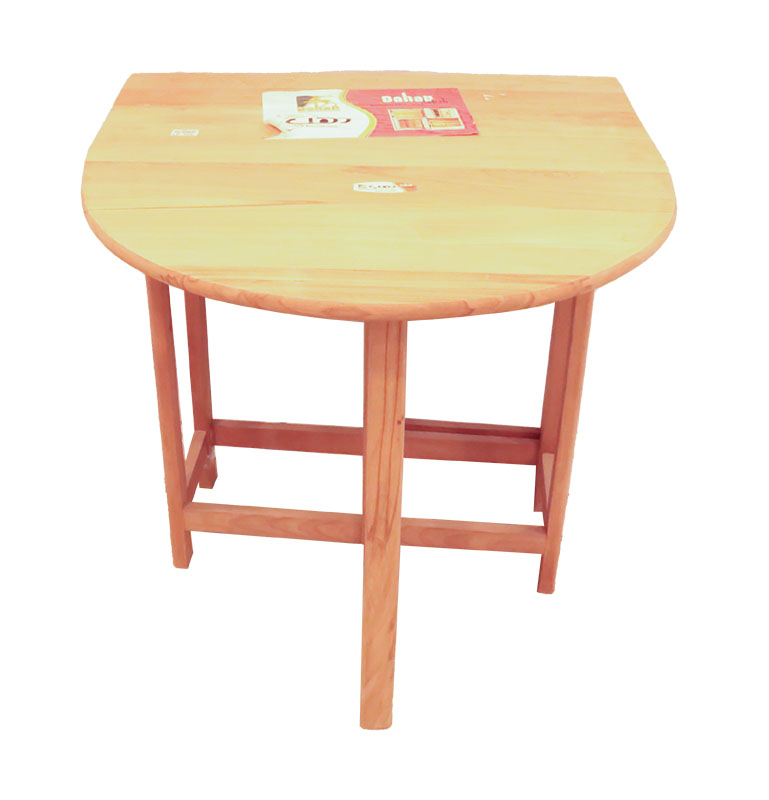 طولة طعام خشب زان  دائرية  قابلة للطي مناسبة للمطابخ والرحلات 120 سم - بيج