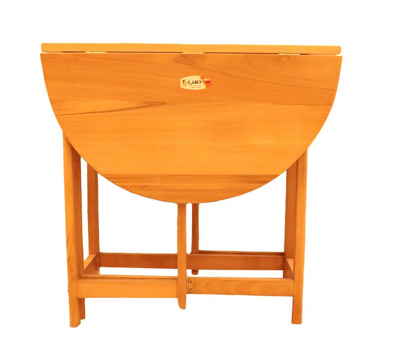 طولة طعام خشب زان  دائرية  قابلة للطي مناسبة للمطابخ والرحلات 120 سم - بيج