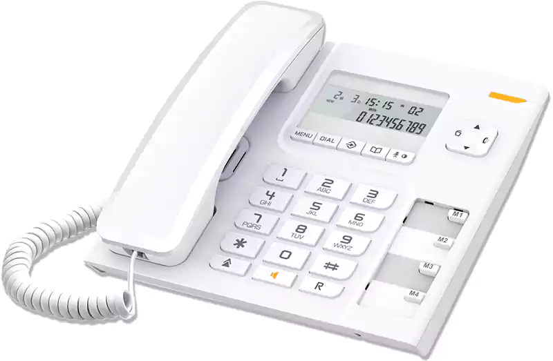 تليفون أرضي سلكي ألكاتيل، ذاكرة اتصال، شاشة LCD، إظهار هوية المتصل، أبيض، T56