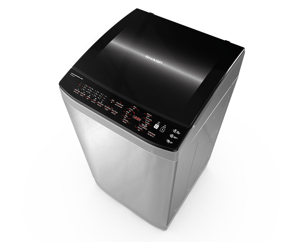 غسالة ملابس فوق اتوماتيك شارب، تحميل علوي، 11 كجم، طلمبة، فضي، ES-TN11GSLP