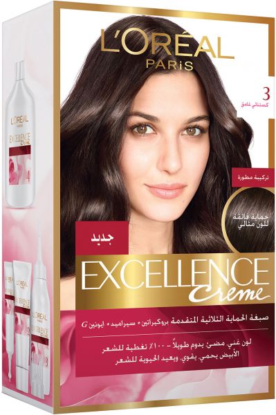 صبغه الشعر اكسلانس كريم 3.0 بني اسود من لوريال باريس