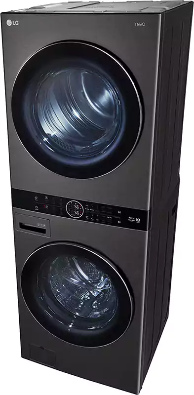 غسالة ملابس فول أوتوماتيك ال جي ووش تاور، تحميل أمامي، 21  كجم للغسالة + 16 كجم للمجفف، أسود، FWT2116BS