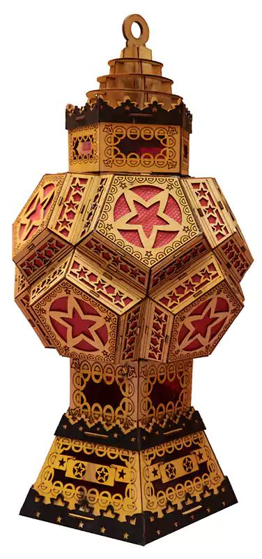 فانوس تاج الملك، خشب، بني × ذهبي