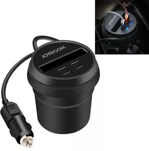 شاحن سيارة سريع صغير من جوي روم للموبايل والتابلت،  يو إس بي متعدد ، أسود C.M402