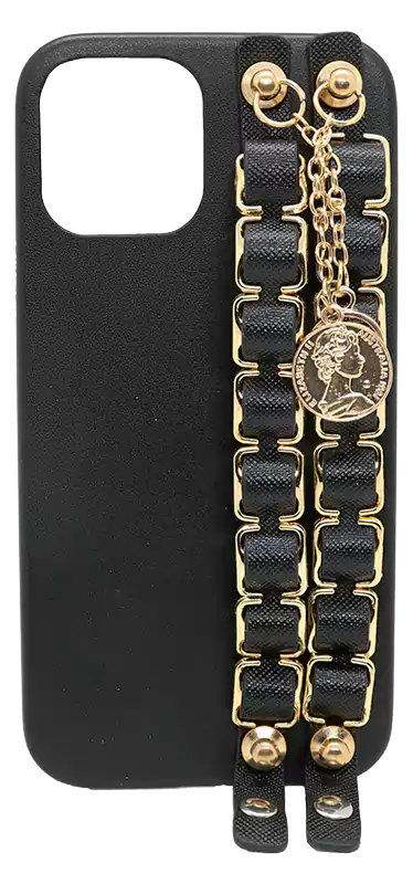 جراب موبايل ايفون 13 برو  ، جلد ، أسود