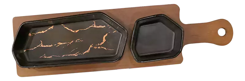 طقم أطباق للصوصات مستطيل بورسلين اسود