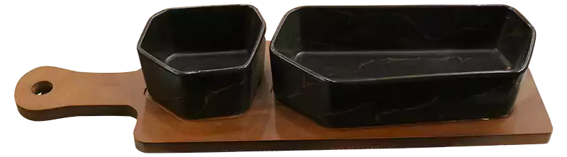 طقم أطباق للصوصات مستطيل بورسلين اسود