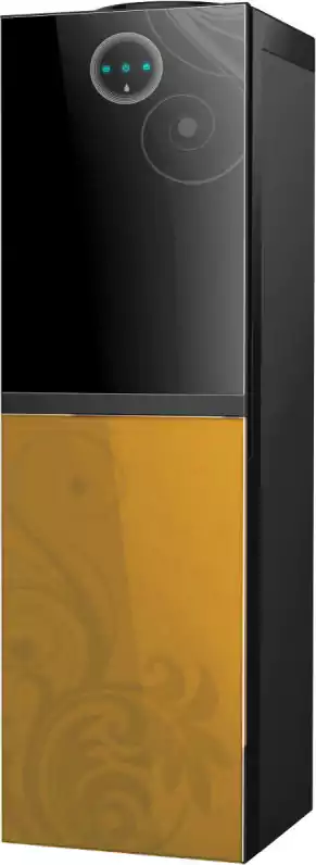 مبرد مياه بيرجن، 3 حنفية(بارد + ساخن + عادي) تحميل علوي، ثلاجة،أسود*ذهبي،BYB538