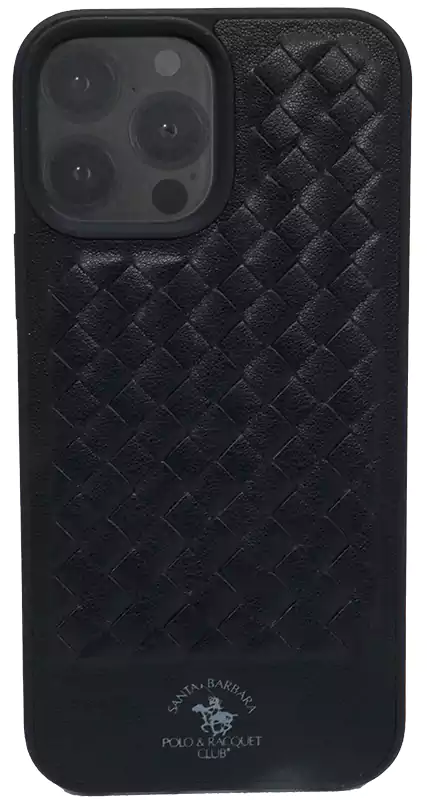 جراب ايفون 13 برو ماكس، جلد شمواه، أسود