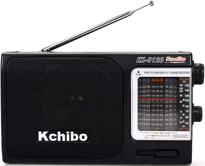 Kchibo AM-FM Radio, Battery, Built-in Speaker, Earphone Input, Black, KK-8120