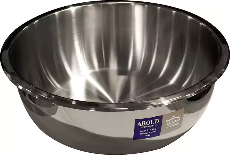 طبق استانلس كبير من عبود، مقاس 34، سيلفر