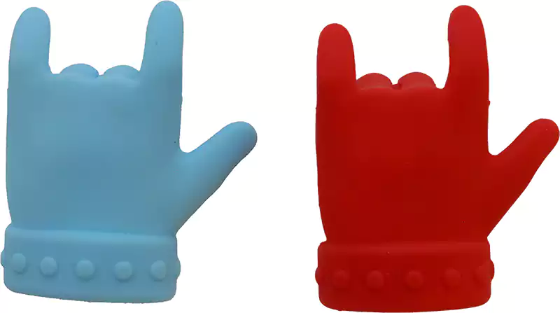 حامل معالق بلاستيك شكل يد - أحمر