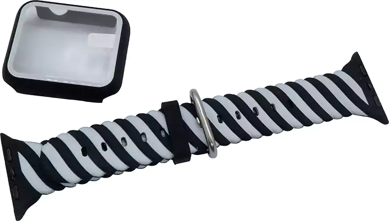 استيك ساعة ،سيليكون، 42 مم ،اسود وابيض