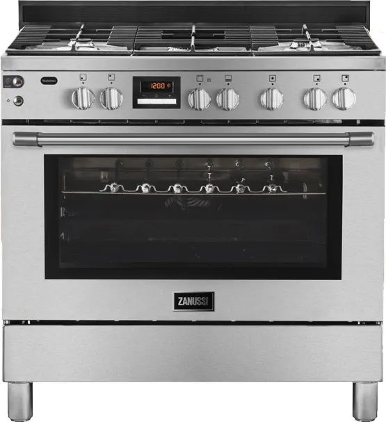 بوتاجاز زانوسي تيست ماكس بلس، 90 × 60 سم، 5 شعلة، أمان كامل، شاشة ديجيتال، مروحة، سلفر،  ستانلس ستيل، ZCG92696XA