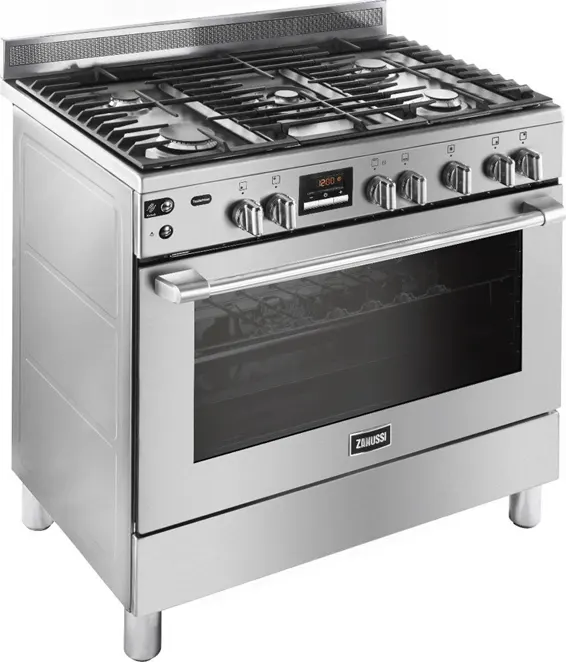 بوتاجاز زانوسي تيست ماكس بلس، 90 × 60 سم، 5 شعلة، أمان كامل، شاشة ديجيتال، مروحة، سلفر،  ستانلس ستيل، ZCG92696XA