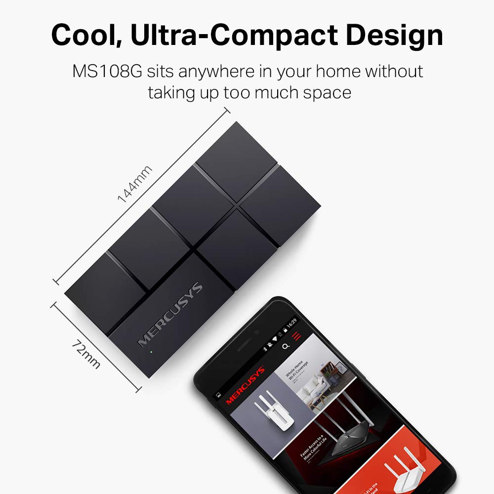 ميركوسيس ديسكتوب سويتش، 8 منافذ، 1000 ميجابت، أسود، MS108G