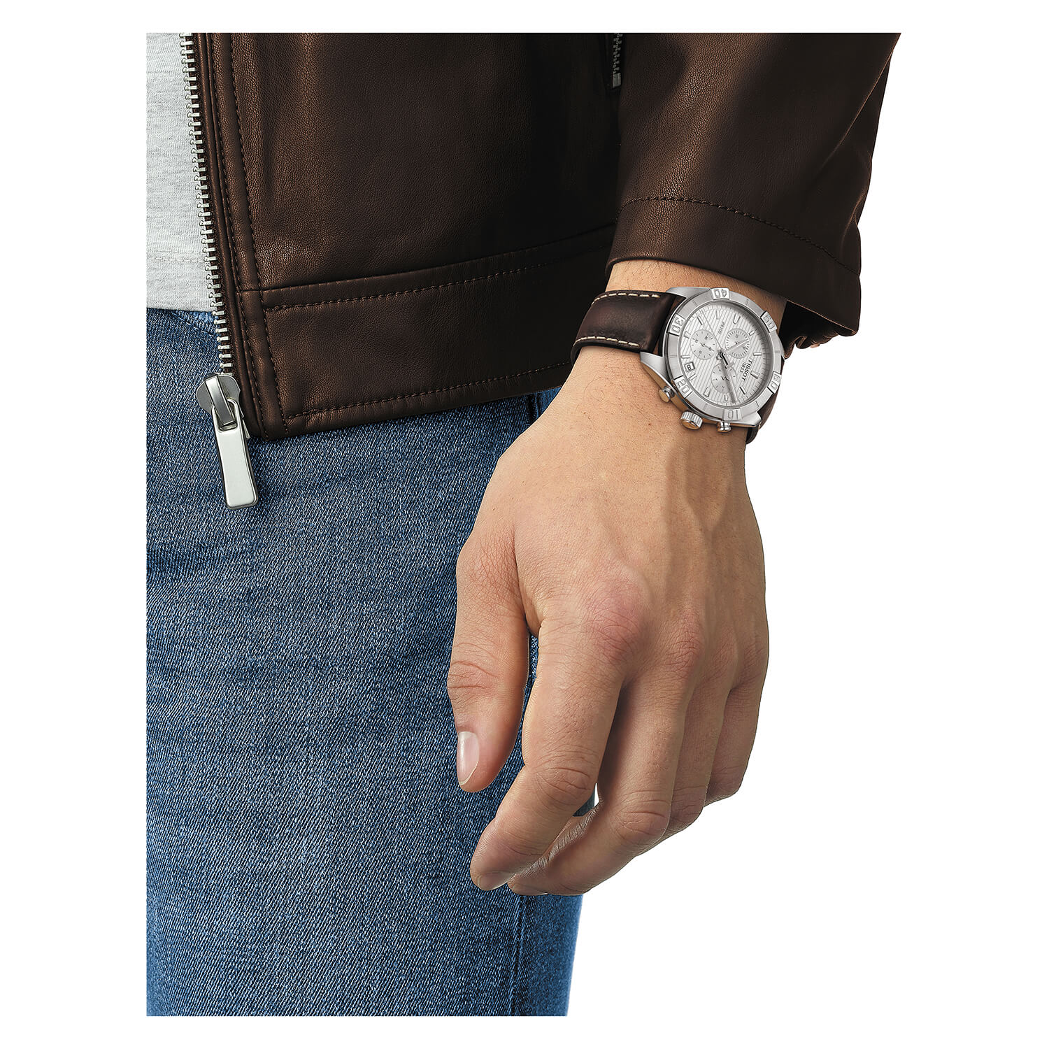 ساعة تيسوت 1853 رجالي، عقارب،  سوار جلد،  بني، T101.617.16.031