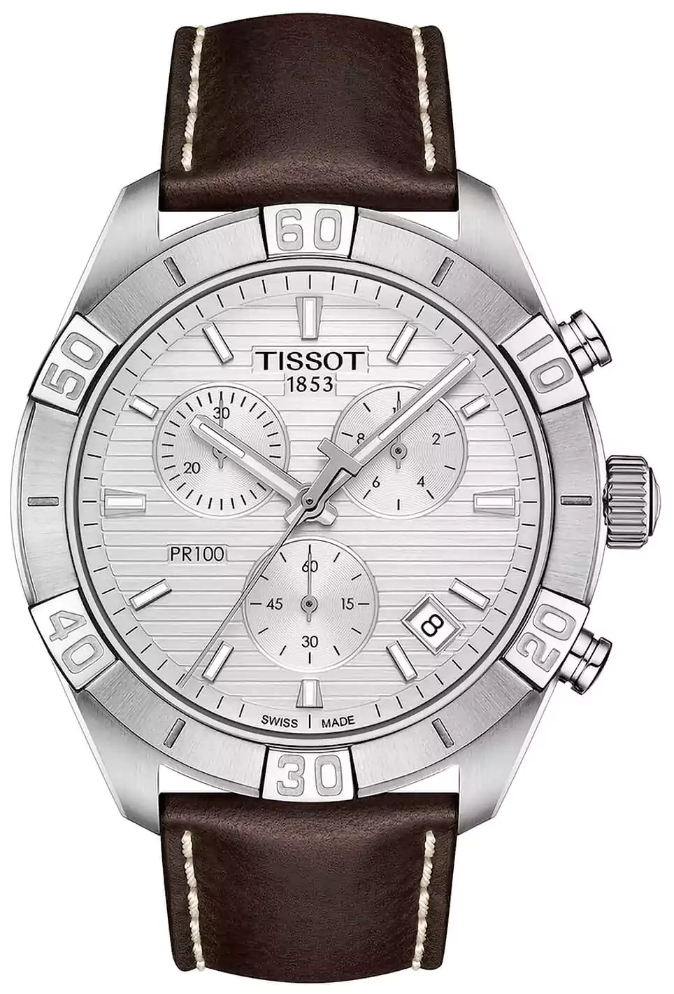 ساعة تيسوت 1853 رجالي، عقارب،  سوار جلد،  بني، T101.617.16.031