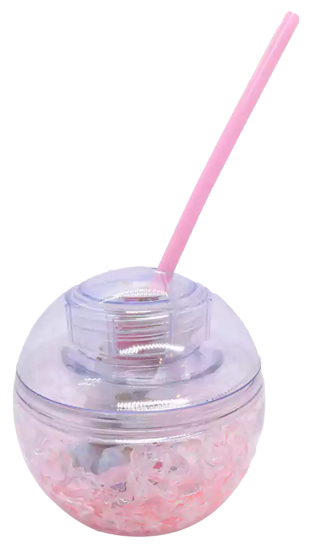 مج عصير أكليرك بغطاء وشاليموه علي شكل كرة صغير - بينك