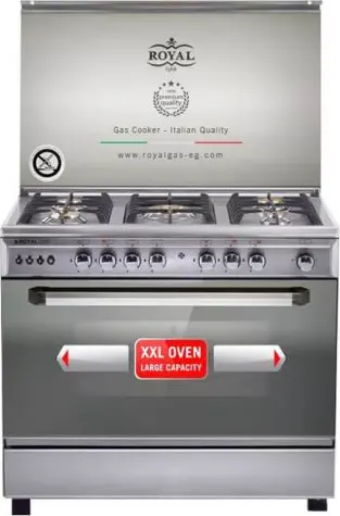 بوتاجاز رويال جاز هيرو كاست، 60 × 90 سم، 5 شعلة غاز، فضي