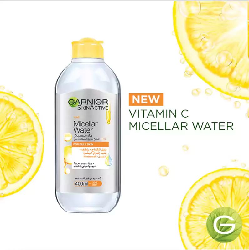 غارنييه مزيل مكياج بفيتامين سي ماء ميسيلار، 400 مل