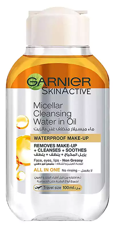 غارنييه مزيل مكياج  بزيت الارجان ماء ميسيلار منظف للوجه والعيون والشفاه ، 100 مل