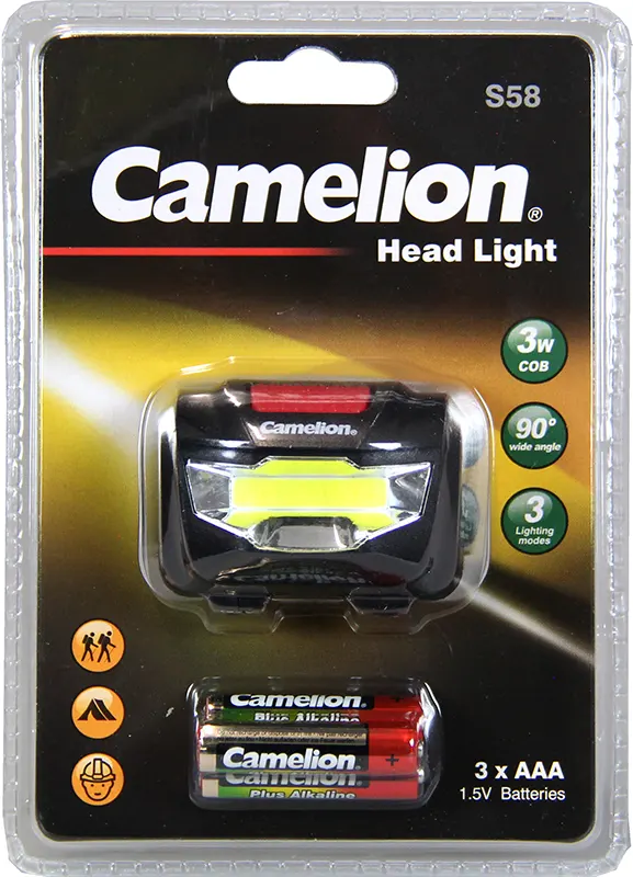 كشاف رأس كاميليون، ليد، إضاءة بيضاء، أسود، S58