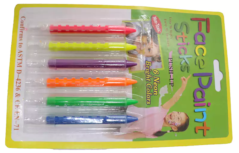 مجموعة ألوان وجه بوش أب فسفوري ، 6 لون ، ألوان متعددة