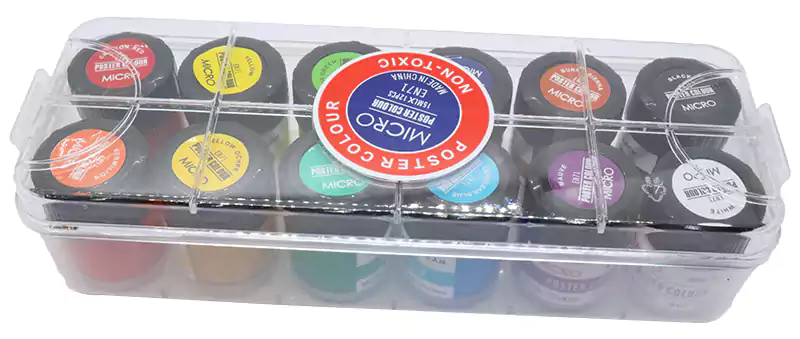 ألوان بوستر ميكرو 12 لون بعلبة شفافة