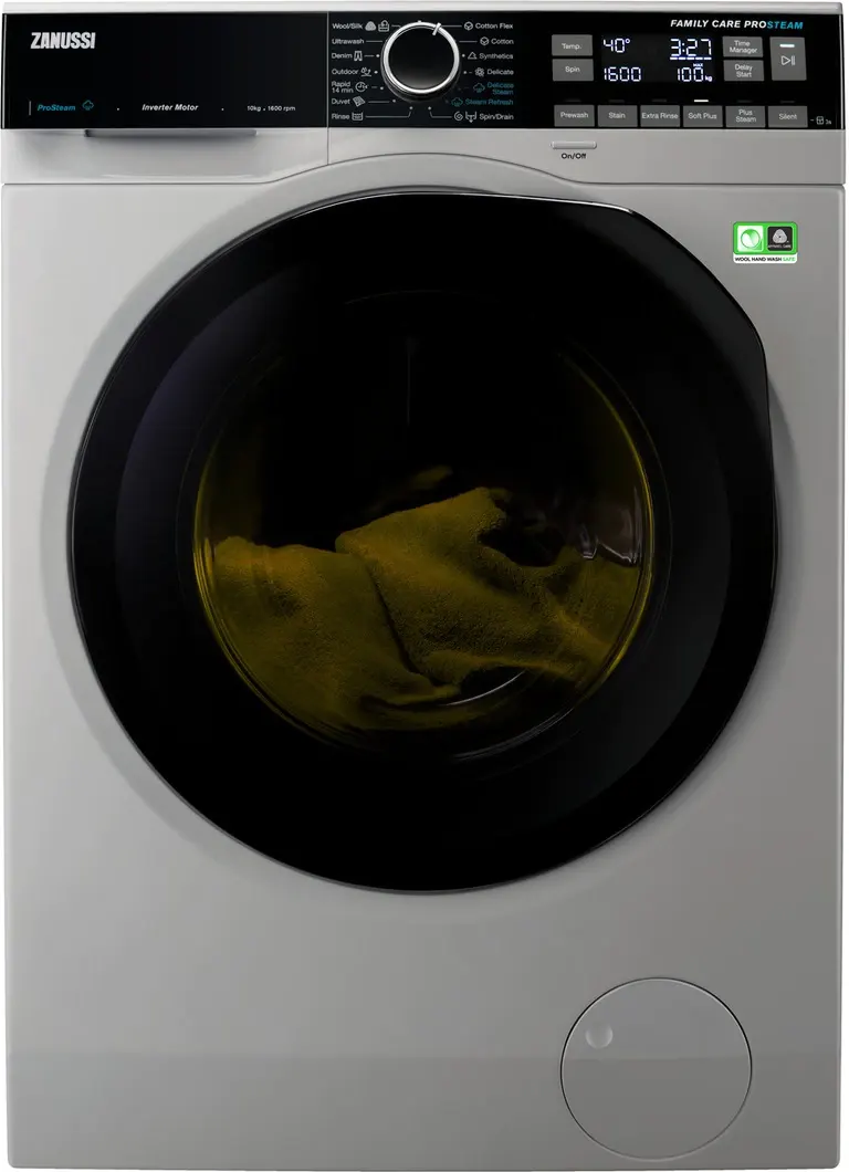 غسالة ملابس فول أوتوماتيك زانوسي، تحميل أمامي، 10 كجم، انفرتر، ديجيتال، فضي، ZW8F1168MS