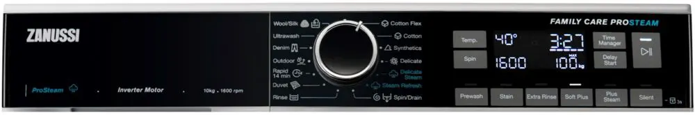 غسالة ملابس فول أوتوماتيك زانوسي، تحميل أمامي، 10 كجم، انفرتر، ديجيتال، فضي، ZW8F1168MS