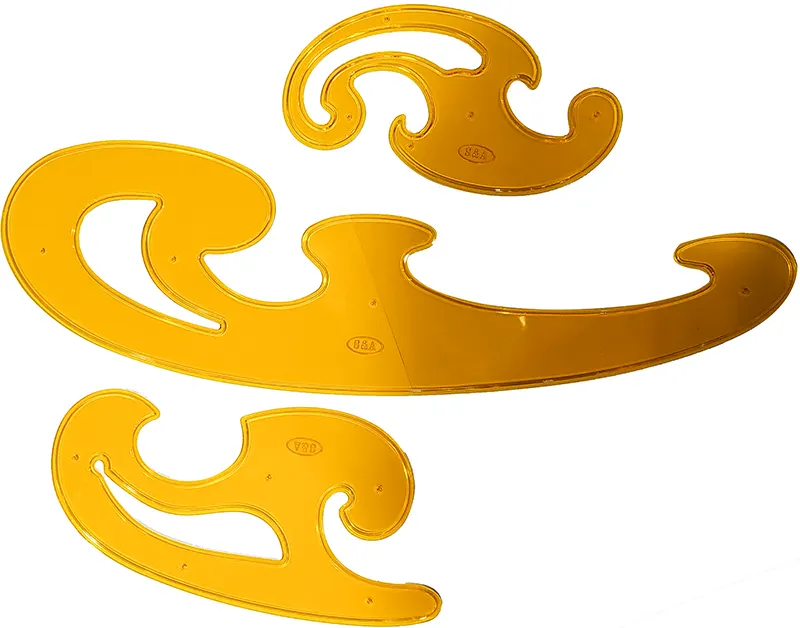 مسطرة منحنيات هندسية سمير وعلي، حجم صغير، برتقالي   KR 3300 P