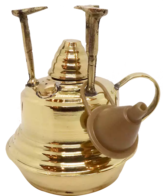 سبرتاية نحاس 3 حوامل بقاعدة متزنة وغطاء - أصفر لامع غامق