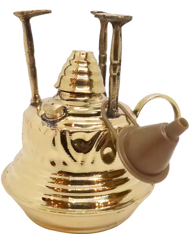 سبرتاية نحاس 3 حوامل بقاعدة متزنة وغطاء - أصفر لامع فاتح