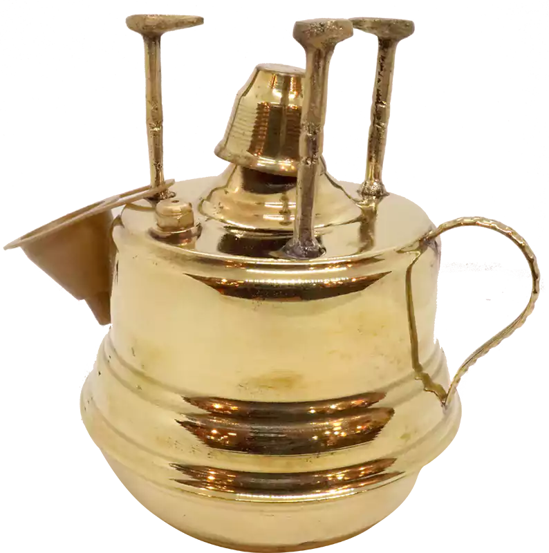 سبرتاية نحاس 3 حوامل بقاعدة متزنة وغطاء - أصفر لامع غامق