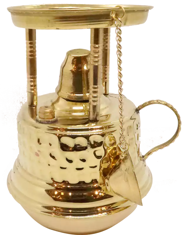 سبرتاية نحاس 3 حوامل بقاعدة متزنة وغطاء - أصفر لامع فاتح