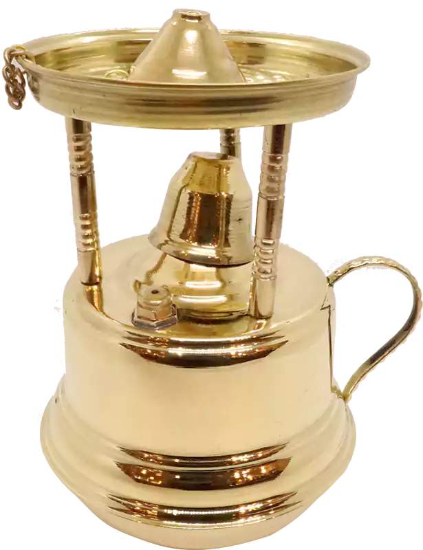 سبرتاية نحاس 3 حوامل بقاعدة متزنة وغطاء - أصفر لامع فاتح