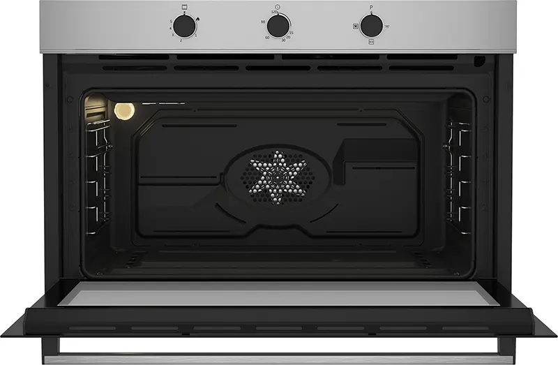 فرن بيكو بلت ان ، مقاس 90 سم ، 90 لتر، مزود بشواية ، أمان كامل ، مروحة فرن ، أسود x سيلفر ، BBWHT12104XS