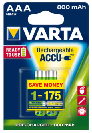 بطاريات فارتا AAA ، قابلة لإعادة الشحن، بطاريتان