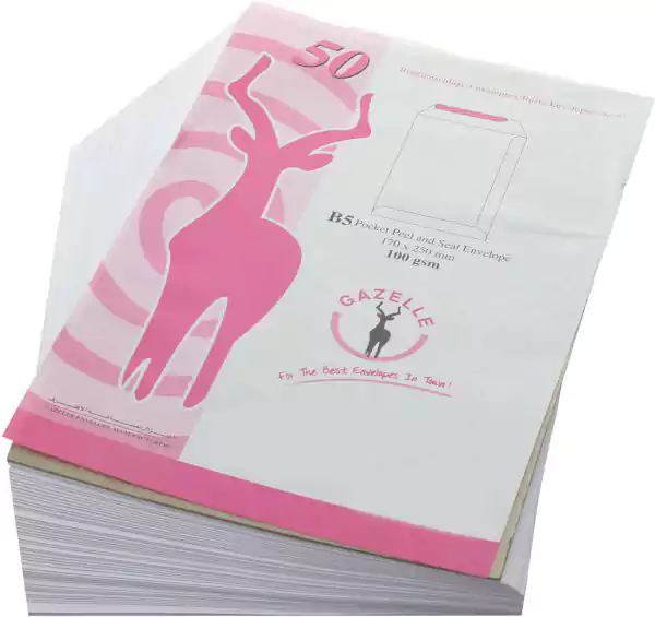 أظرف ورقية B5 غزال، أبيض